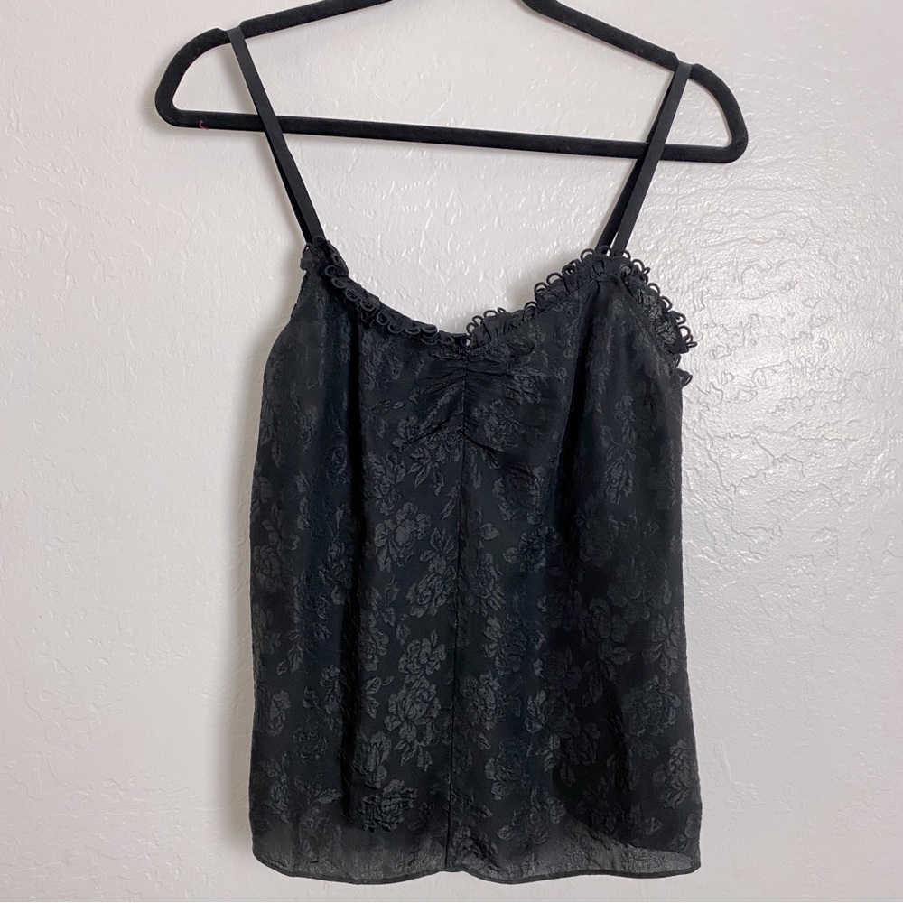 Rebecca Taylor Black Floral Silk Cloque Top NWT 4